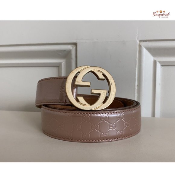Authentic Gucci Pink Microguccissima Patent Leather Interlocking G Belt 80/32 - Picture 12 of 13